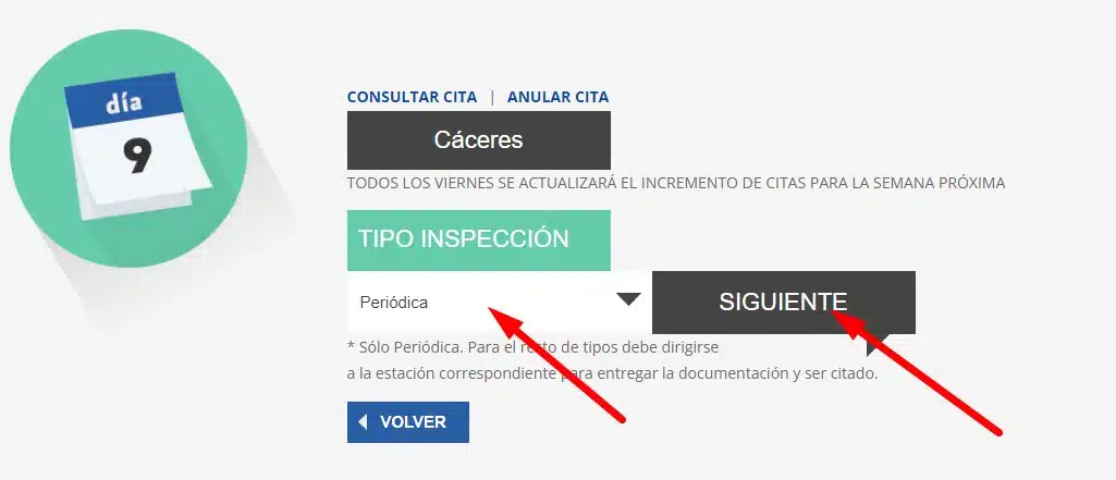 Cita Junta de Extremadura ITV Tipo de inspeccion